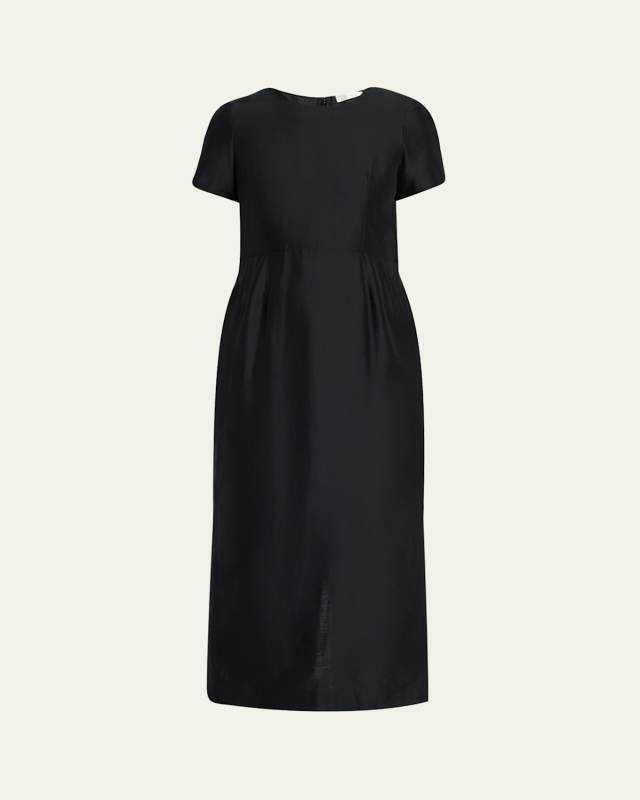 Edmonia Short-Sleeve Cotton-Silk Midi Dress